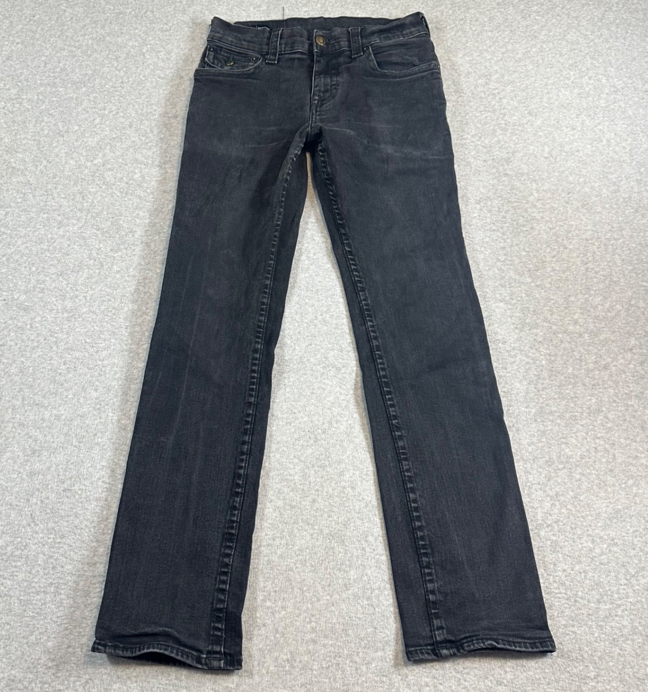 True Religion Men’s 30Wx32L Ricky Straight Leg Flap Pocket Jeans Black USA Made