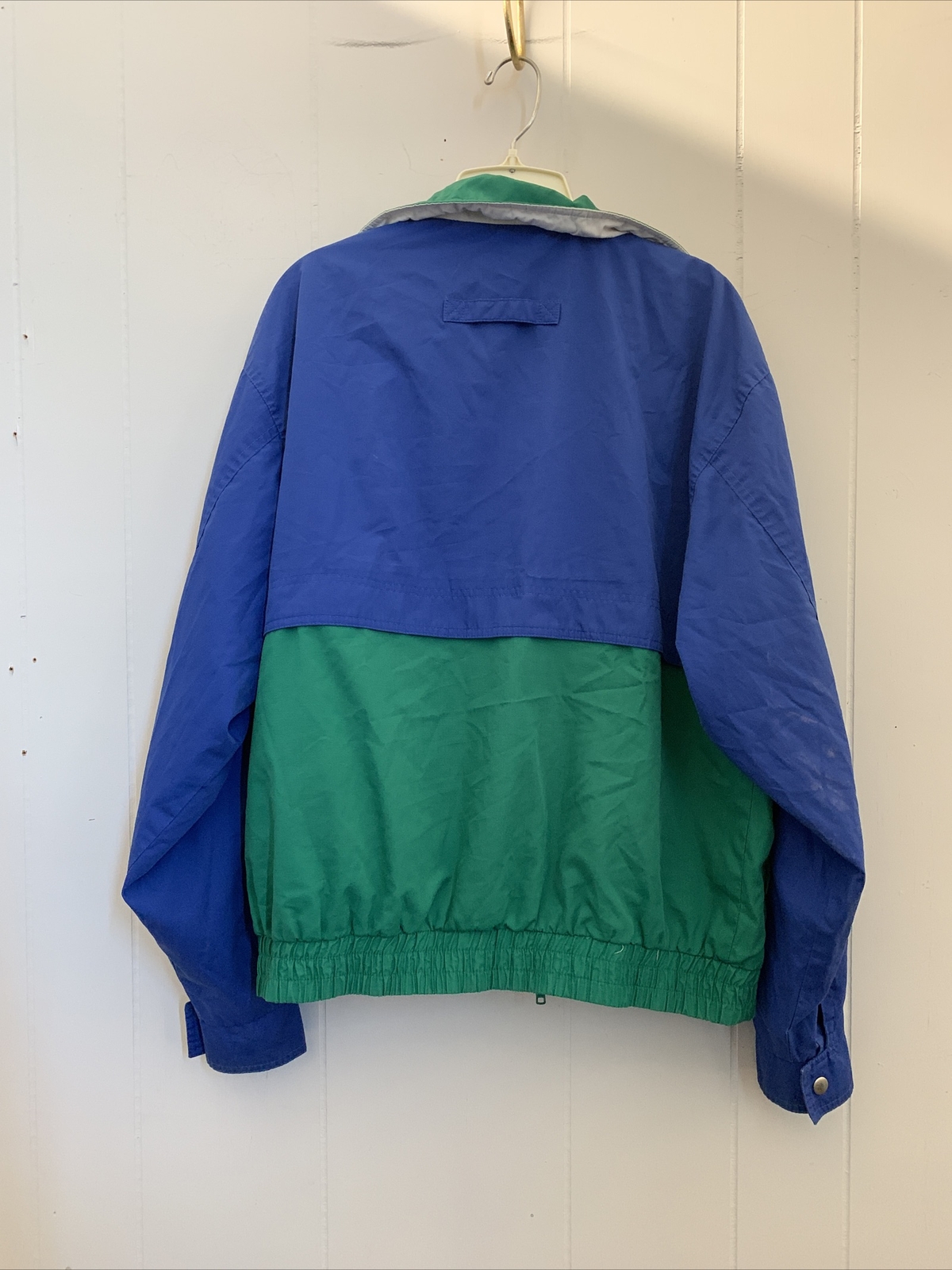 30 Knots Windbreaker Jacket Men’s Collared No Size Tag Green Blue Vintage 90’s