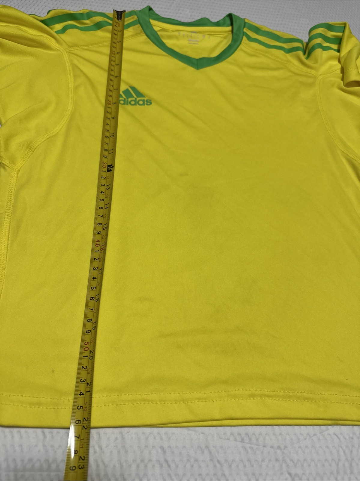 Adidas Mens Yellow Striped Short Sleeve Climacool Pullover T-Shirt Size Small