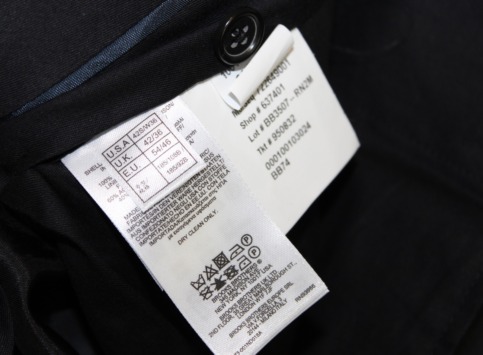 Brooks Brothers Southwick USA 2 Pc Suit Regent Fit Italian Wool 42S 36-28