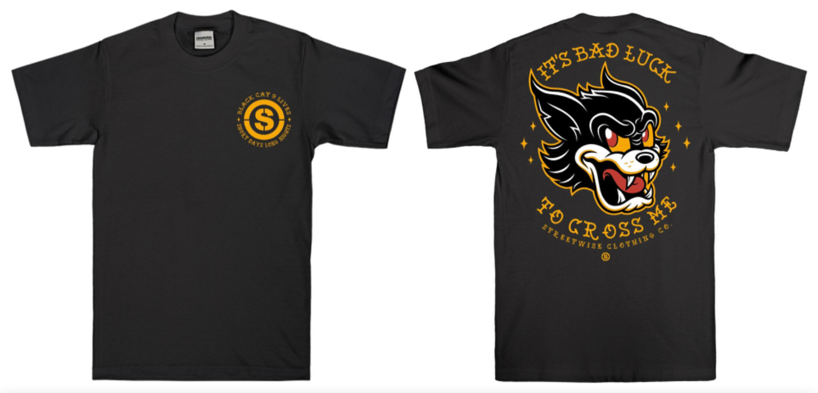 Streetwise 9 Lives Graphic T-Shirt Black M-L-XL-2XL-3XL-4XL-5XL