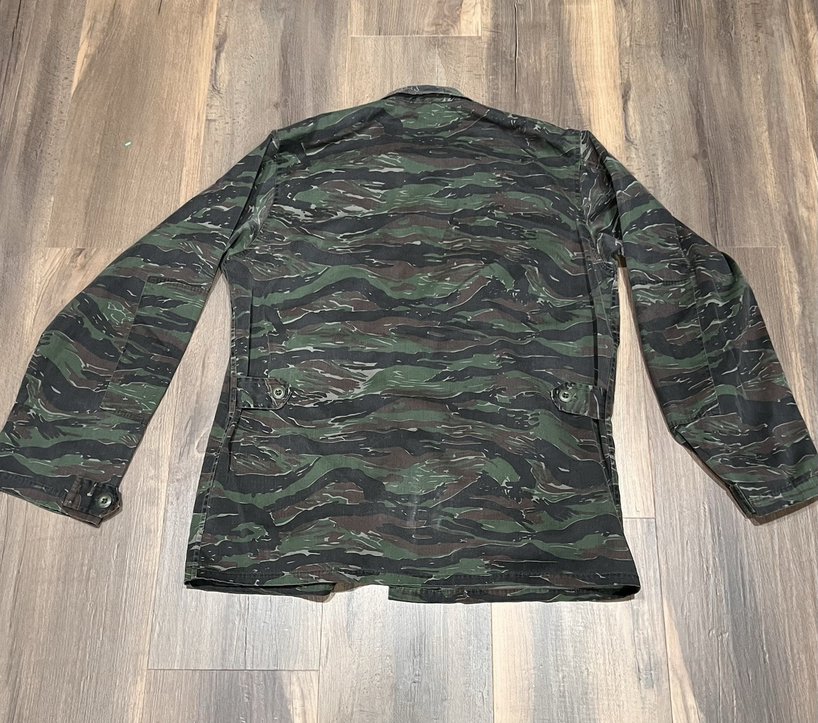 Vintage Jacket Mens X Large Green Tiger Stripe Camo Combat Coat 90s