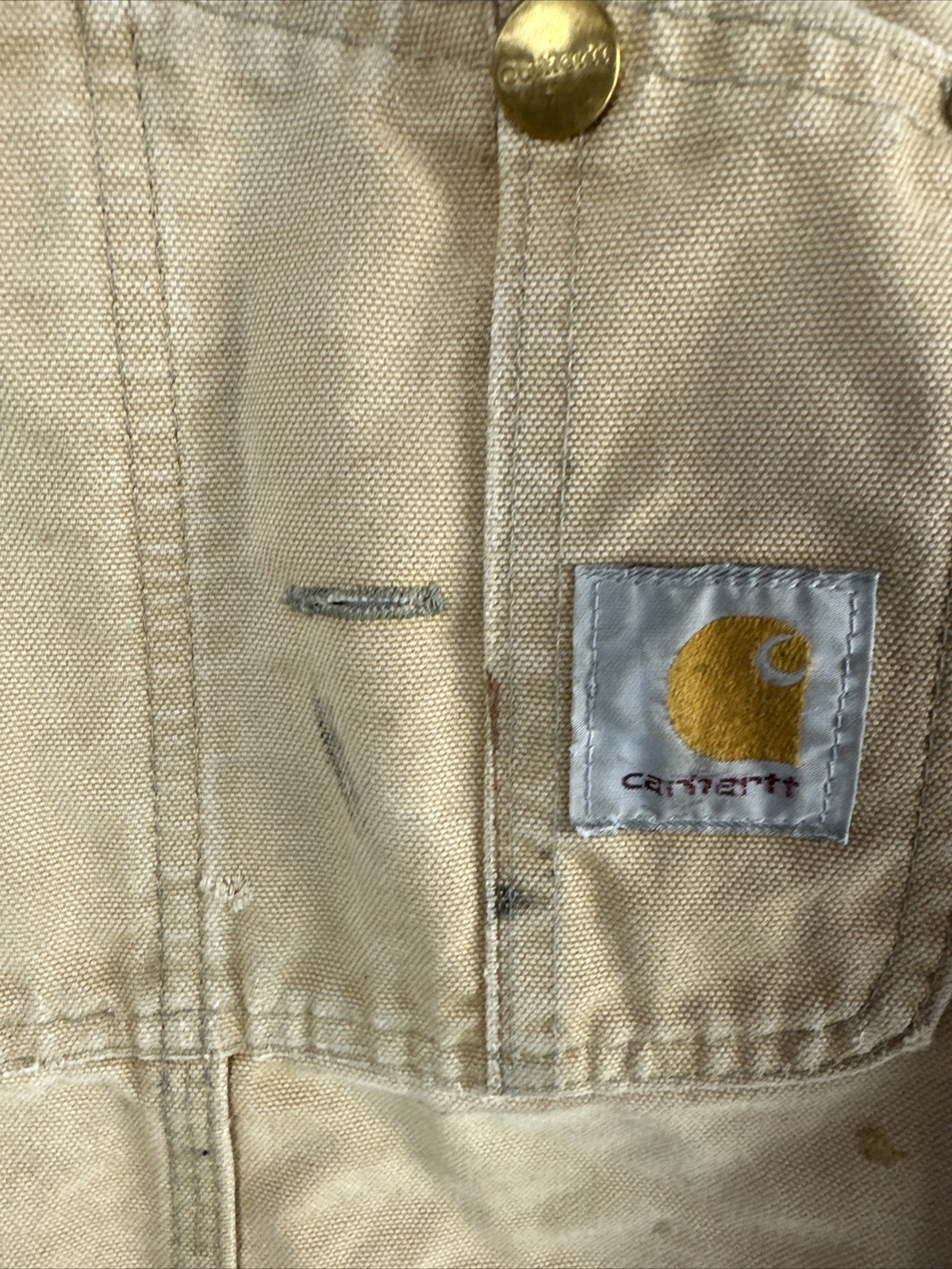 vtg USA CARHARTT Dungarees Quilt Lined 38×32 Bib Overalls Insulated Real Worker