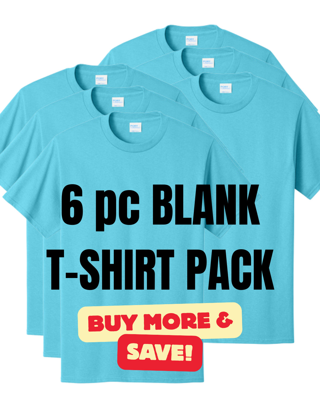 NEW! PC54 Port & Co Cotton Tee – AQUATIC BLUE – Wholesale Lot BLANK