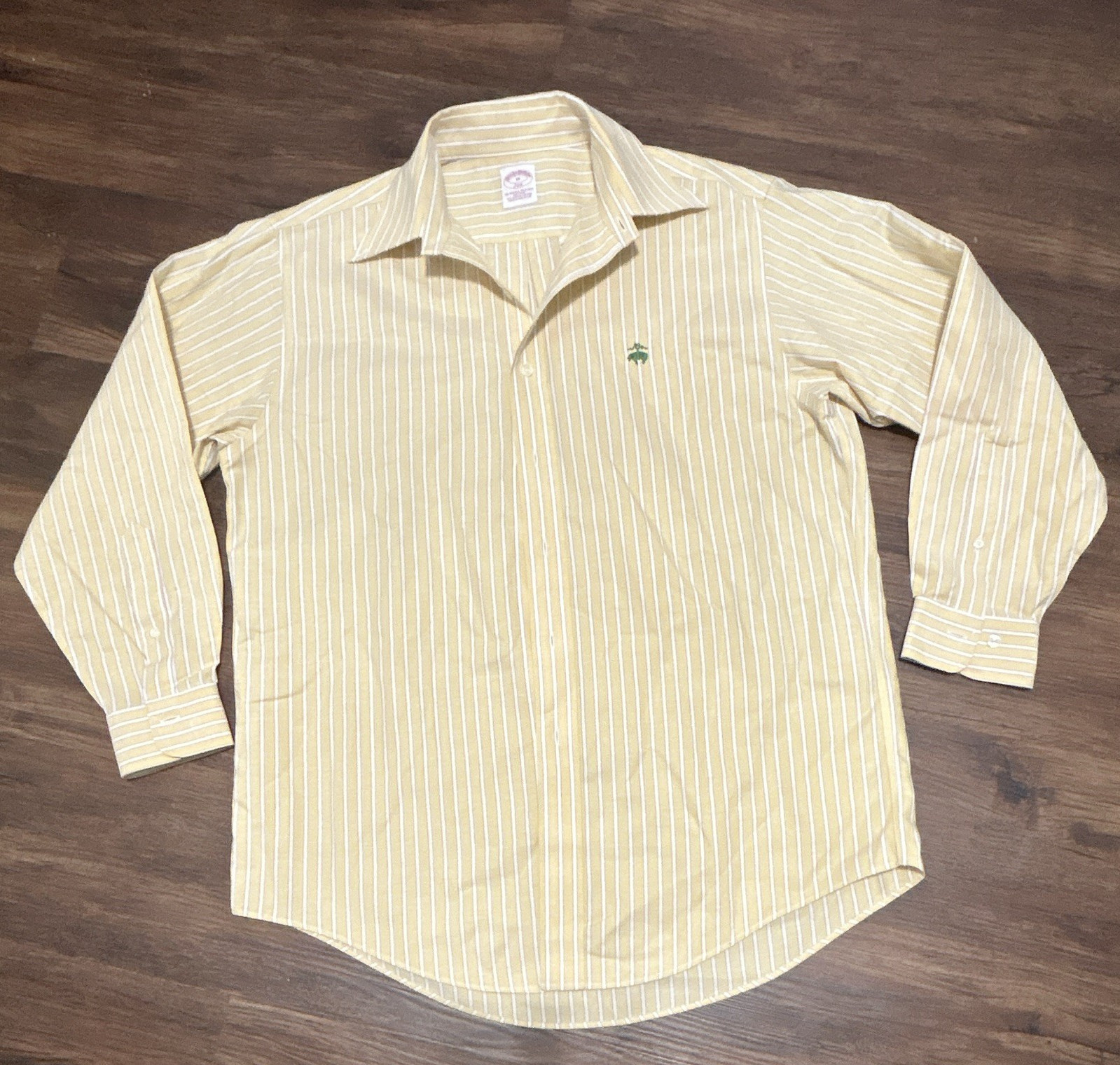 Brooks Brothers 346 Men’s M Supima Cotton Non-Iron Yellow/White Striped Shirt
