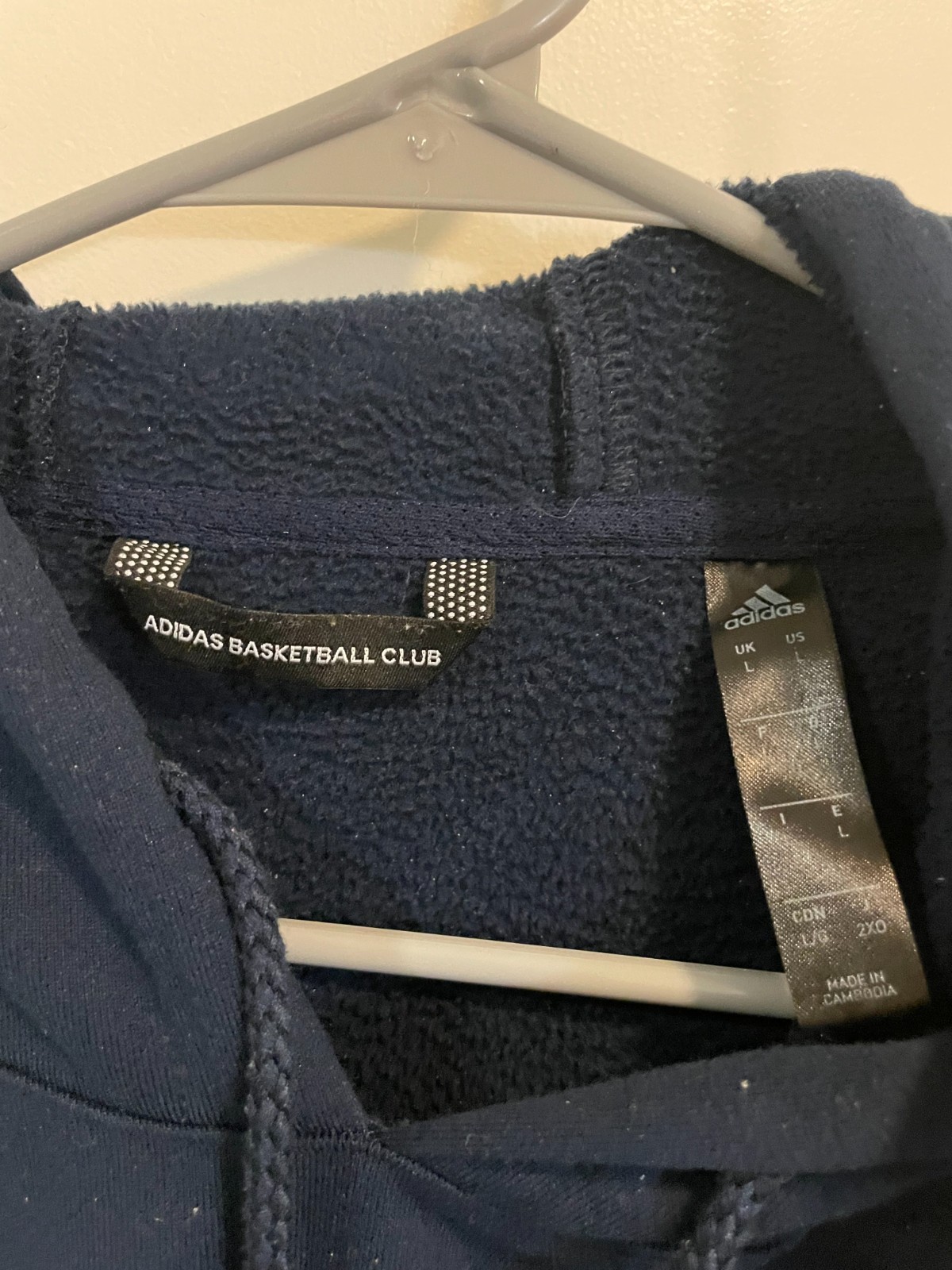 adidas Basketball Club Hoodie Navy Fleece Men’s L