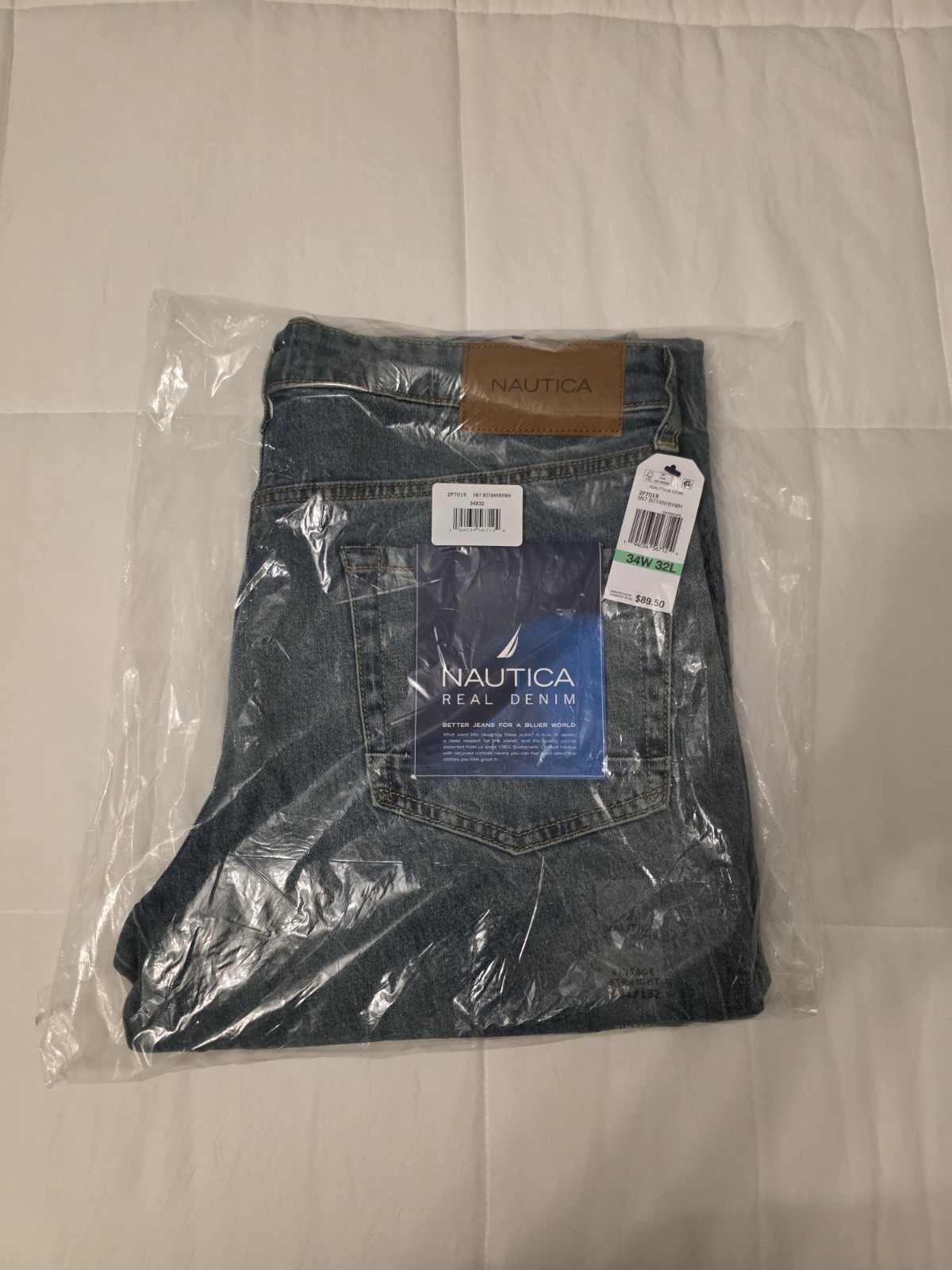 Nautica Jeans Mens 34×32 Blue Vintage Straight Real Denim 2P7019