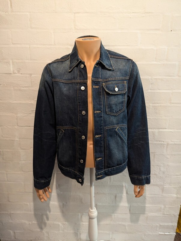 SBU Strategic Business Unit Jacket Large Blue Denim Chore Utility Blazer