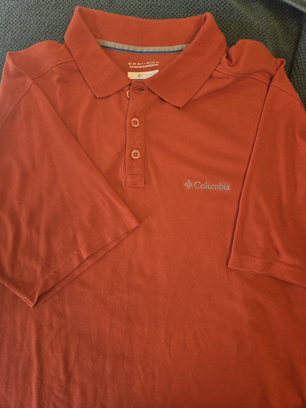 Columbia Omni Wick Orange Shotgun Polo Large Men’s Short Sleeve 48 X 30