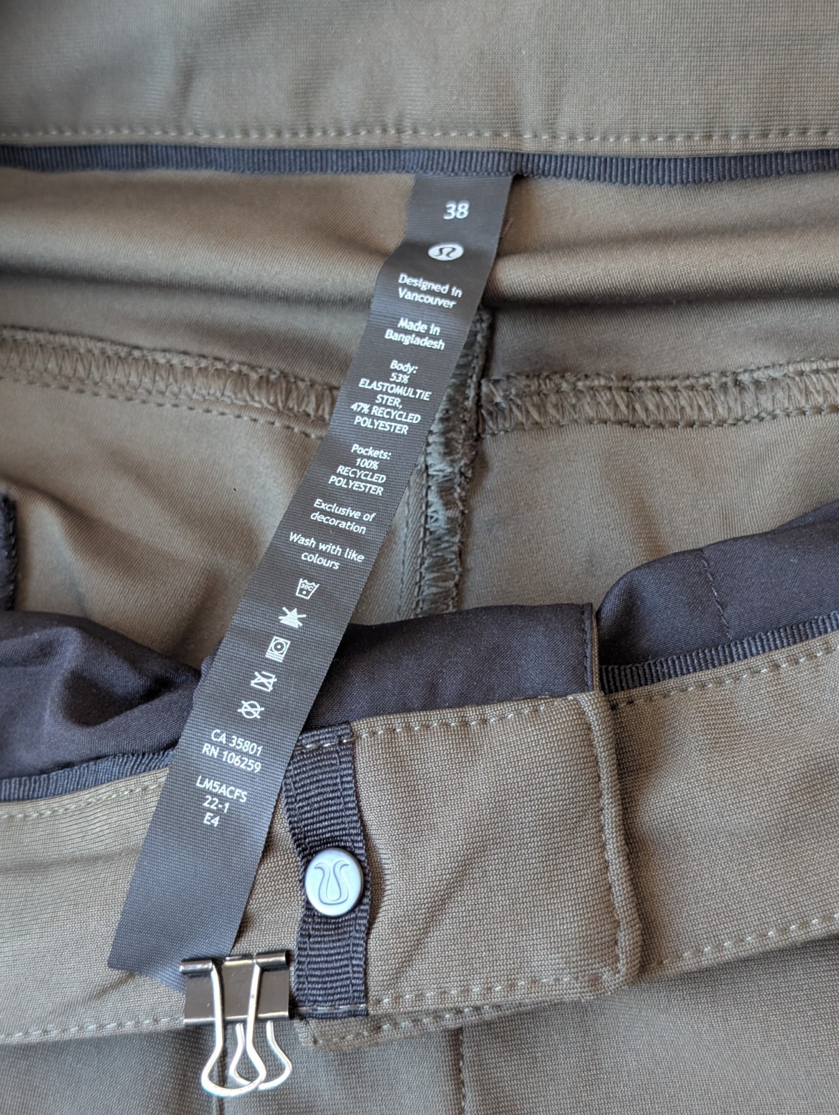Lululemon ABC Relaxed/ Classic Warpstreme 5 Pocket Pant 38Wx34L Dark Olive Color