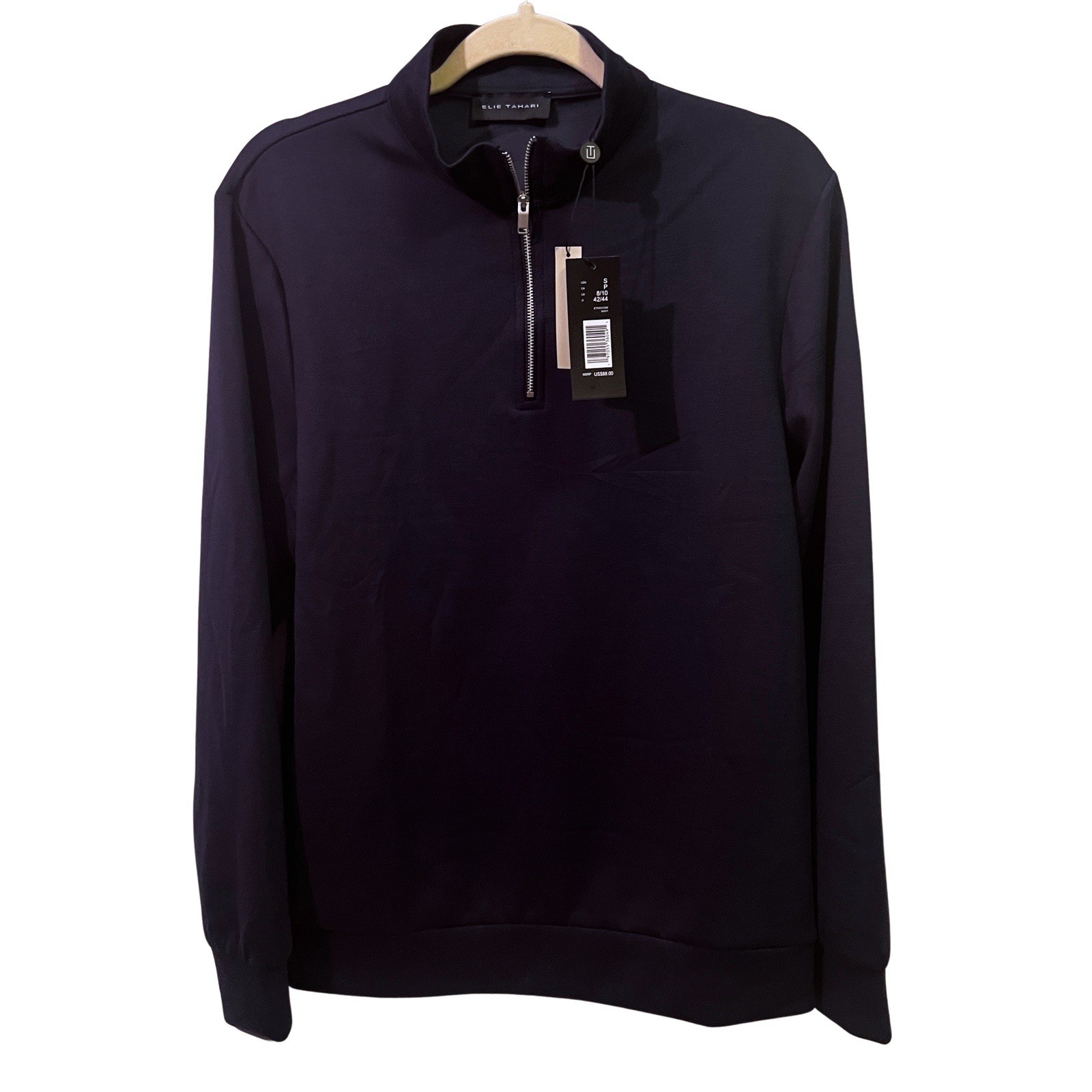 Elie Tahari Men’s Pullover Sweater Long Sleeve Viscose Blend Navy Blue Size S