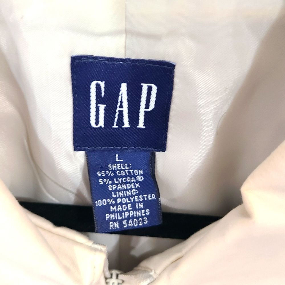 Gap Khaki Jacket Size Large L Full Zip Cream Utility Jacket Rn 54023