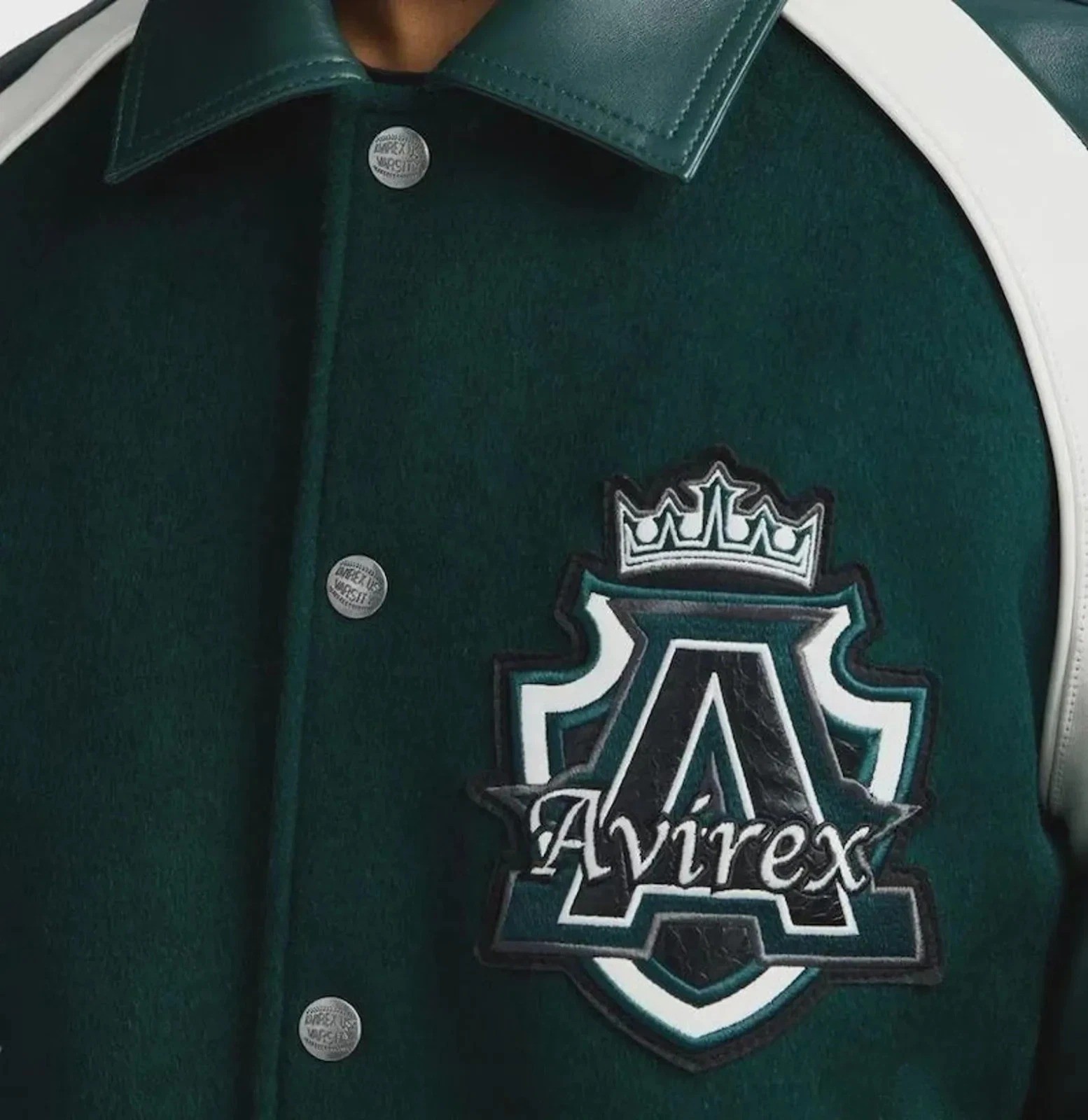 Men’s Avirex Wool Jacket With Real Leather Sleeves Varsity Bikers Flight Jacket