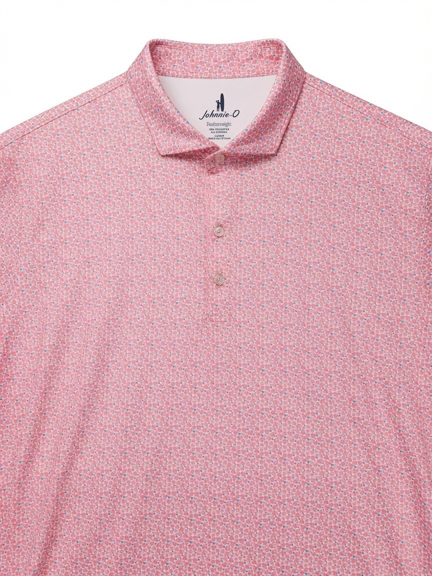 Johnnie-O Featherweight Four Leaf Stretch Polo Shirt Mens L Performance Golf NWT