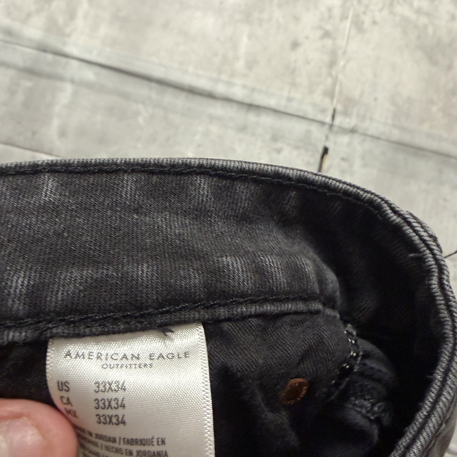 American Eagle Outfitters Airflex+ Jeans Mens 33×34 Black Denim Slim Straight