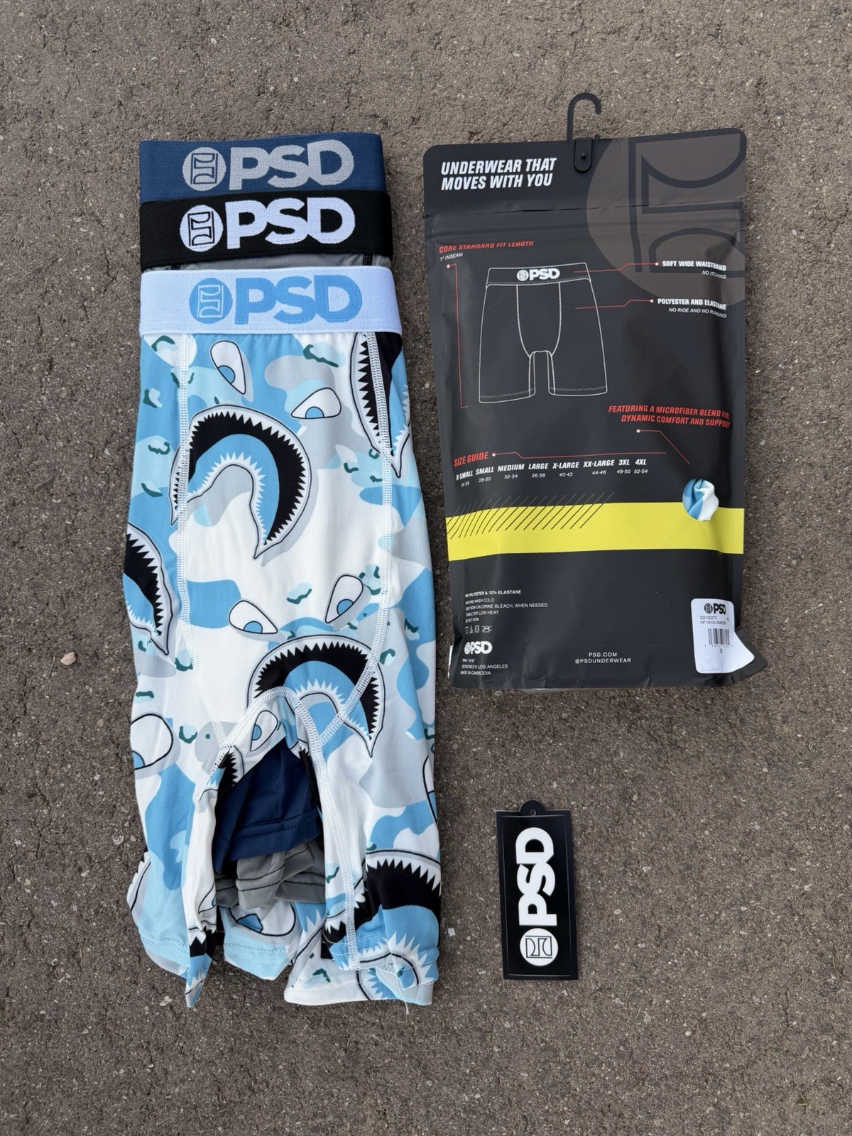 PSD 3-Pack Premium Boxer Briefs Blue Shark Camo Core Standard Size SMALL NWT