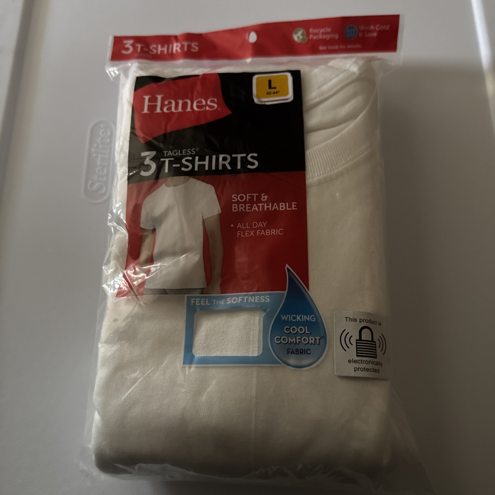 Hanes ComfortSoft 2135 Crewneck Tagless Men’s T-shirt L 3 Pack- White