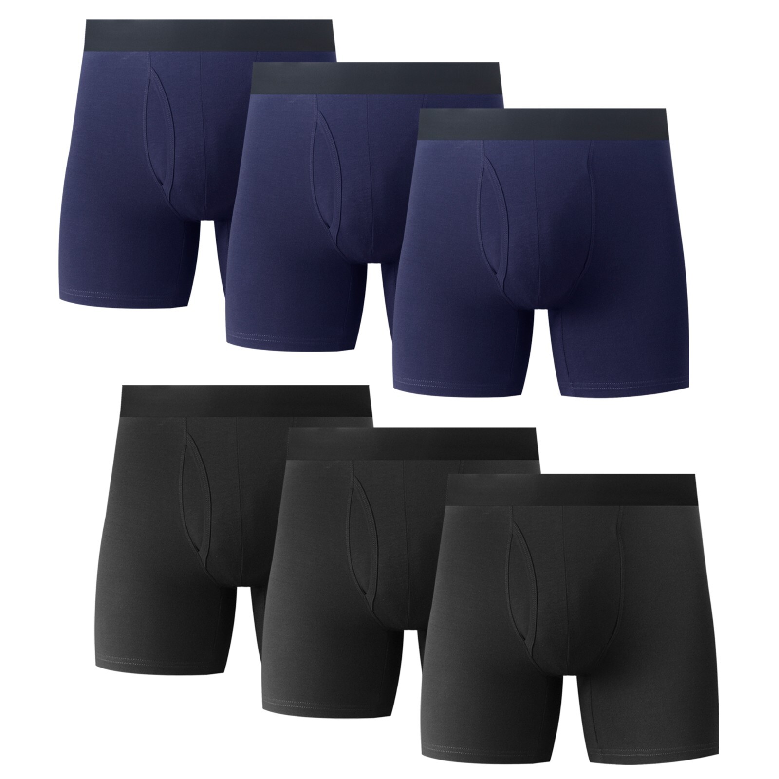 6PK Mens Cotton Boxer Briefs With Fly Underwear Bulk Size Medium Large M XL XXL