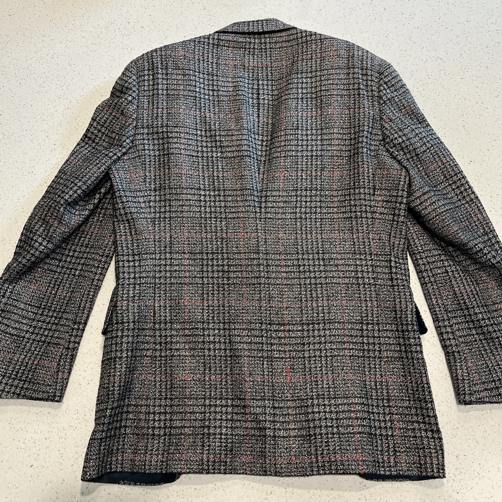 Christian Dior 42 R Vintage Gray White Black 100% Silk Blazer sport Coat jacket