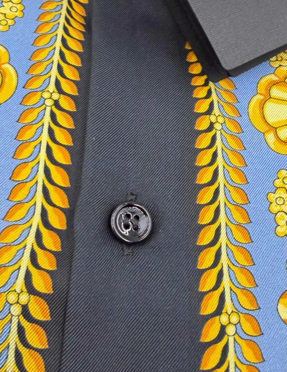 Versace La Vacanza Shirt Silk Barocco Gold Palm new authentic in size 46 IT, S