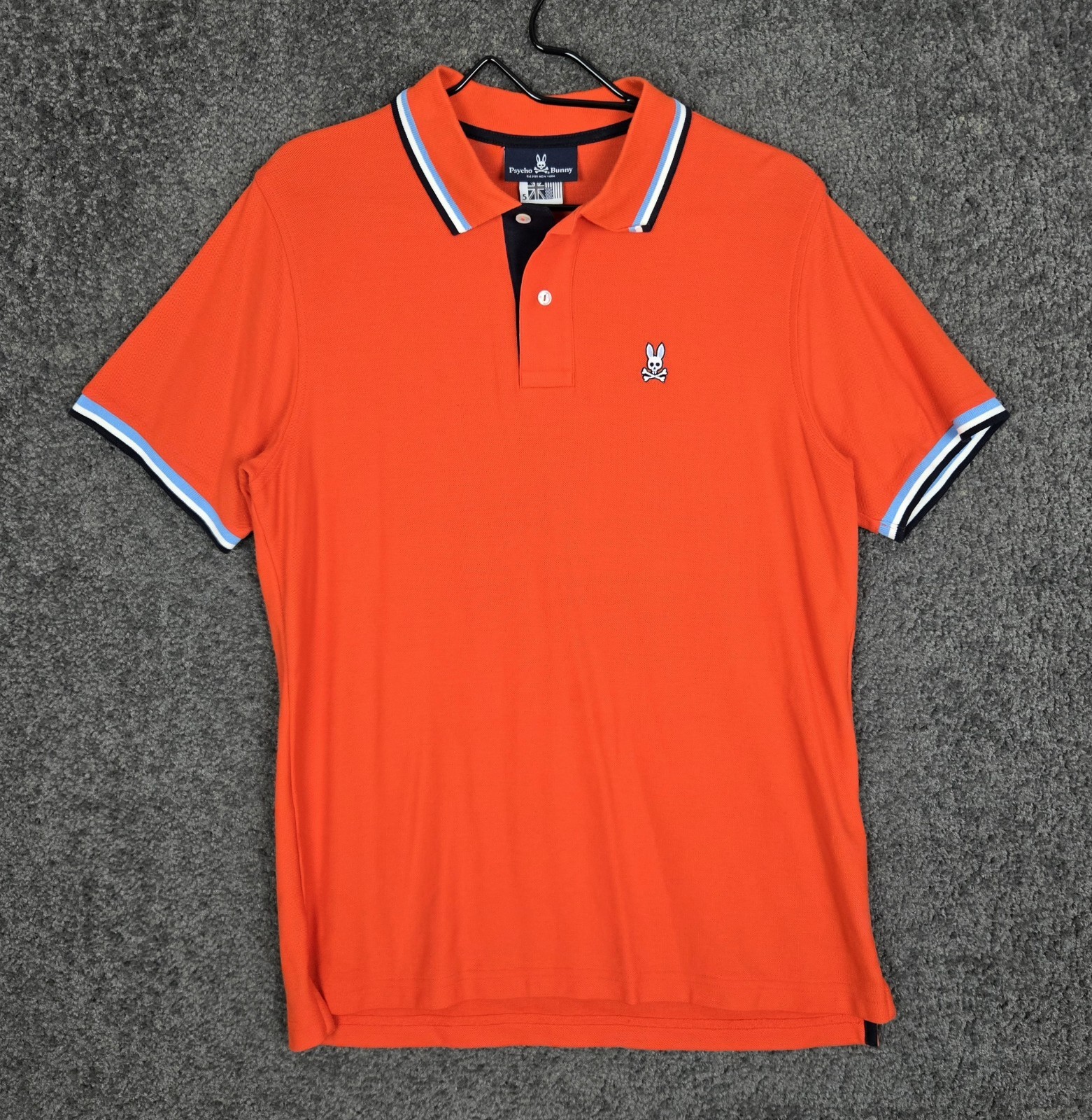 Psycho Bunny Polo Shirt Mens Size 5 (Fits Large) Orange 100% Cotton Short Sleeve