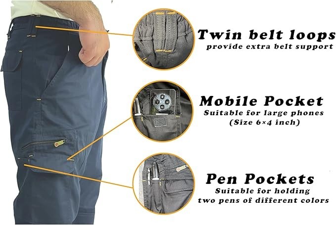 Mens Cargo Combat Work Trousers Work Pants WITH Knee Pad Pockets Size 28 to 42