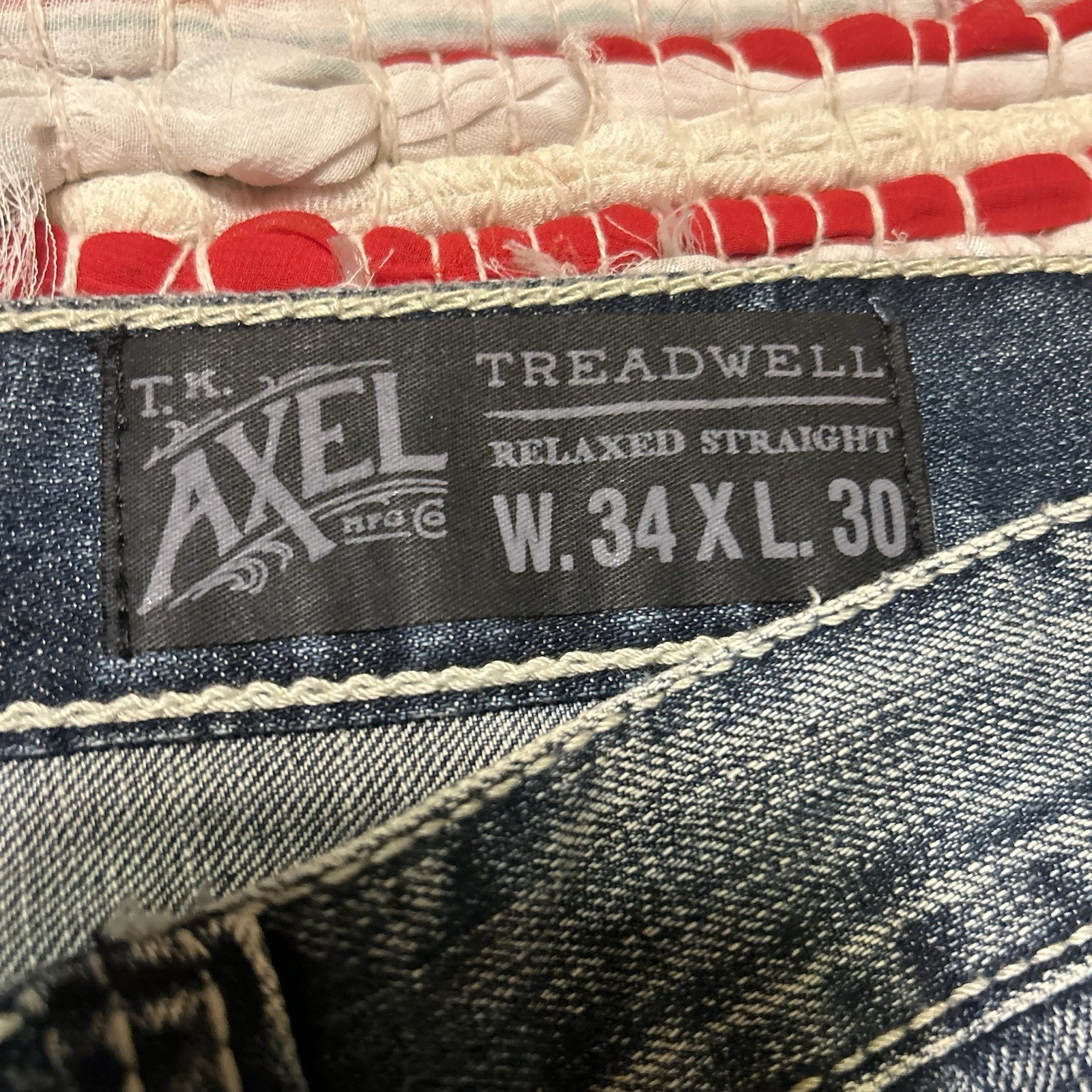 T.K. Axel Men’s Blue Medium Wash Relaxed Straight Denim Jeans 5-Pocket 34×30