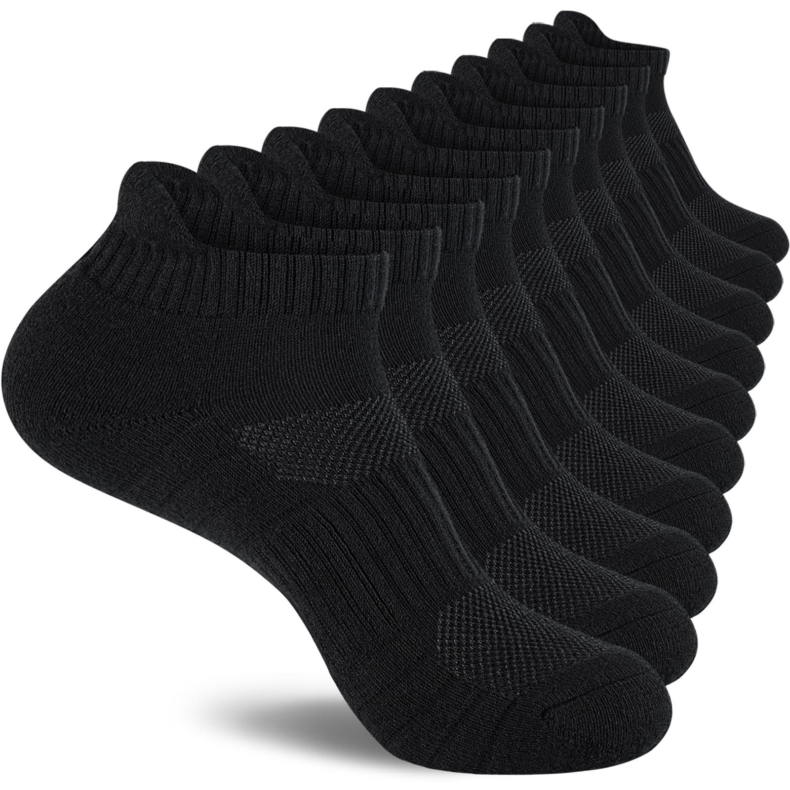 Mens 100% Cotton Ankle Socks, Athletic Cushioned Performance Running Moisture…