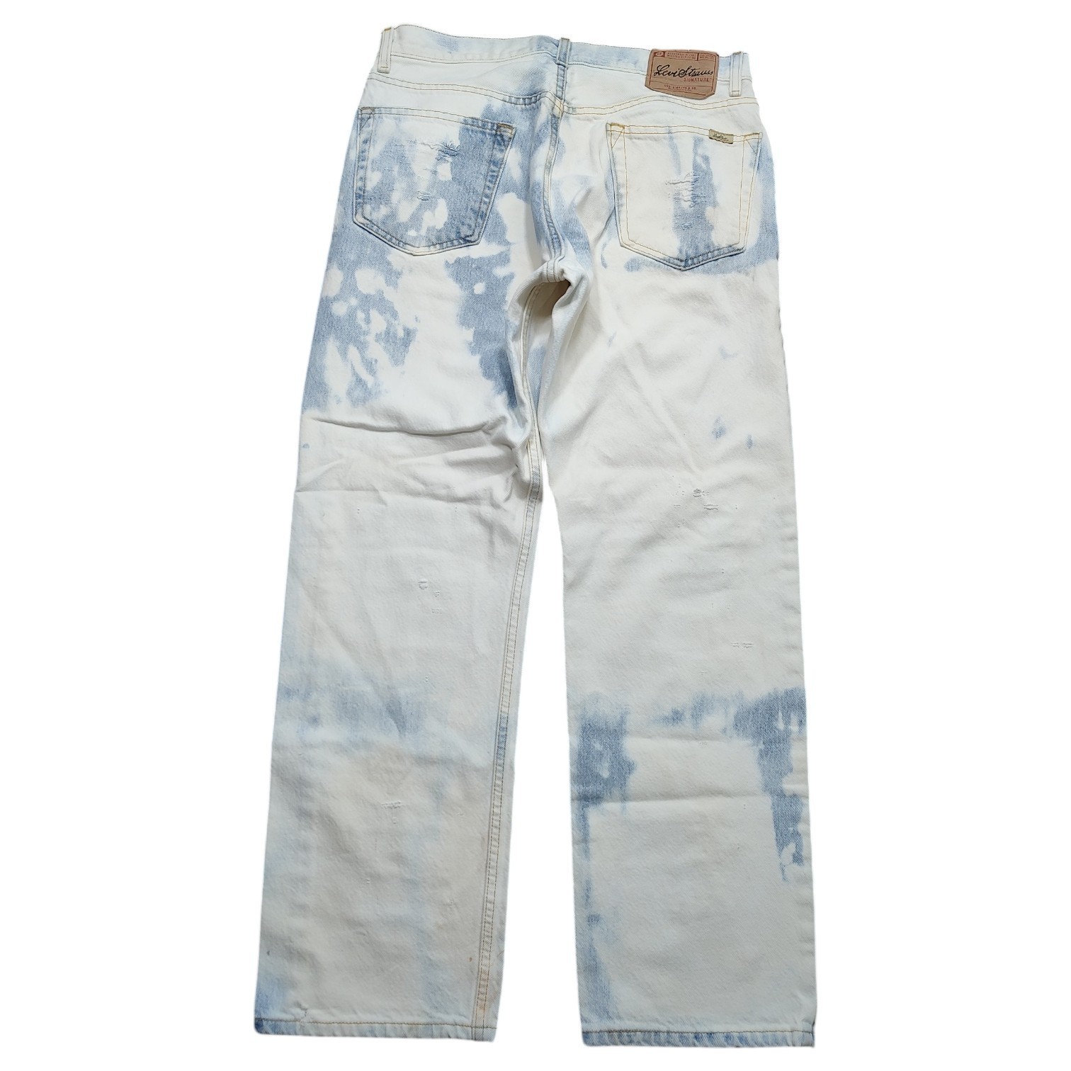 Vtg Levi’s Strauss Bleached Indigo Jeans Regular Straight Distressed Mens 34×30