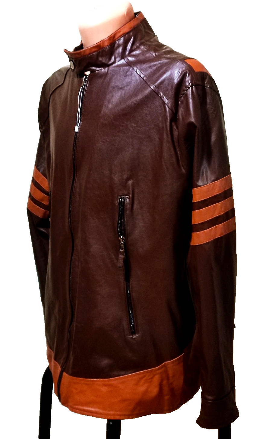 Mens Brown Leather Jacket Size XL