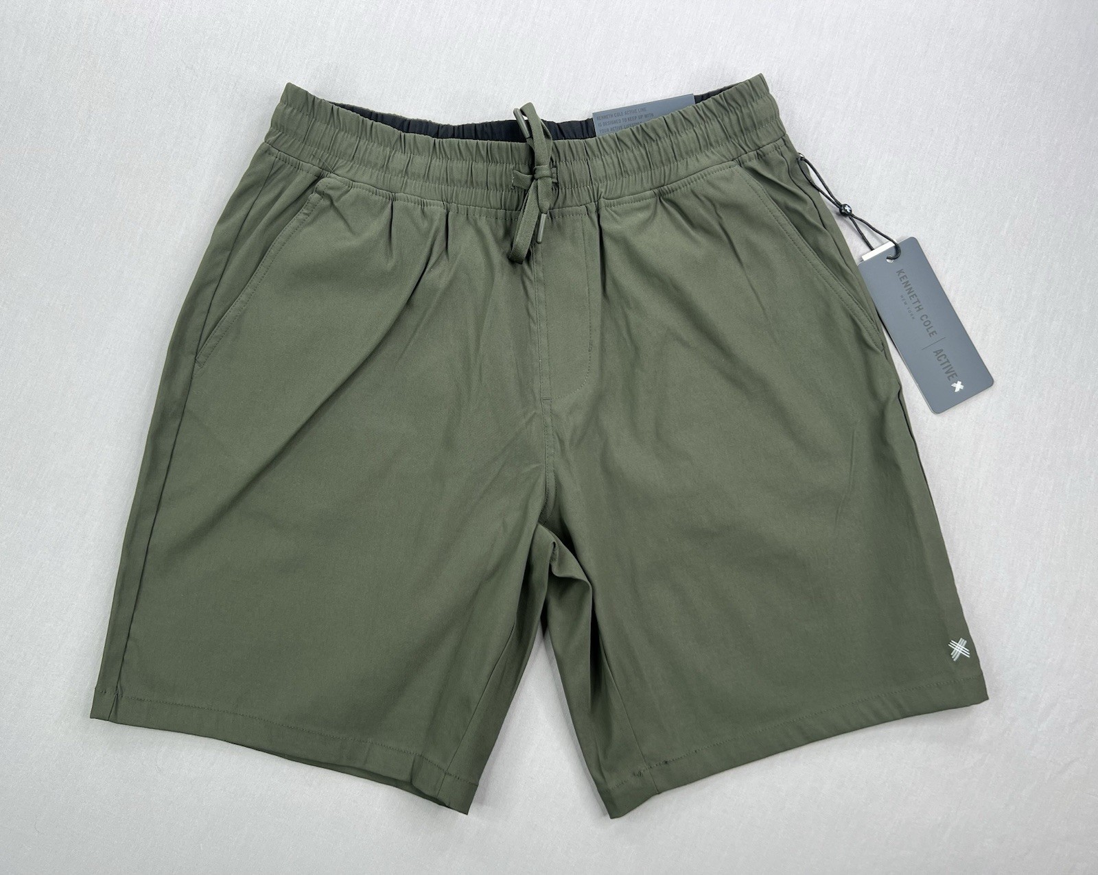 Kenneth Cole Mens Active Tech Jogger Shorts Forest Night Green Sz L – $69