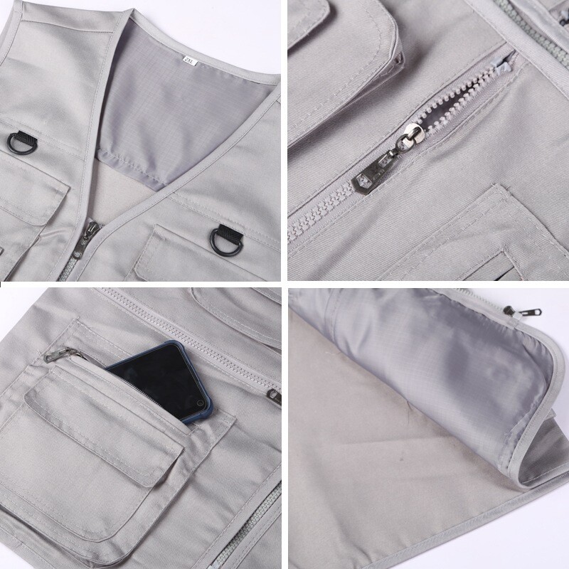 Men’s Spring And Autumn Leisure Vest Mesh Multi-Pocket Vest Middle-Aged Fishing