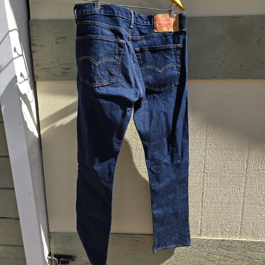 Levis 501 Mens Dark Wash Denim Jeans Button Fly Straight Leg 36×34 [Fits 35×32]
