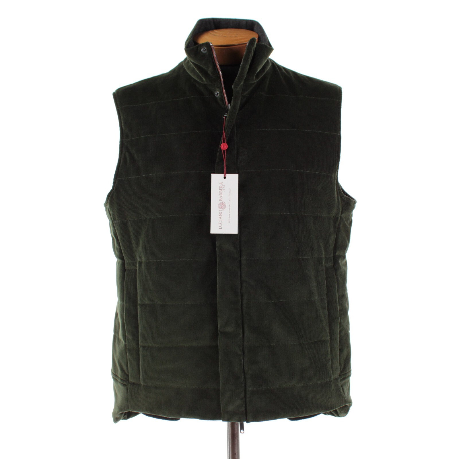 Luciano Barbera NWT Cotton Blend Corduroy Vest Size 56 (2XL US ) In Solid Green