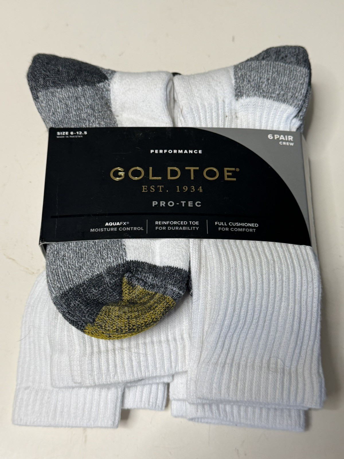 Gold Toe Men’s Cotton performance Ultra Tec Over the Calf Socks pack of 6 crew
