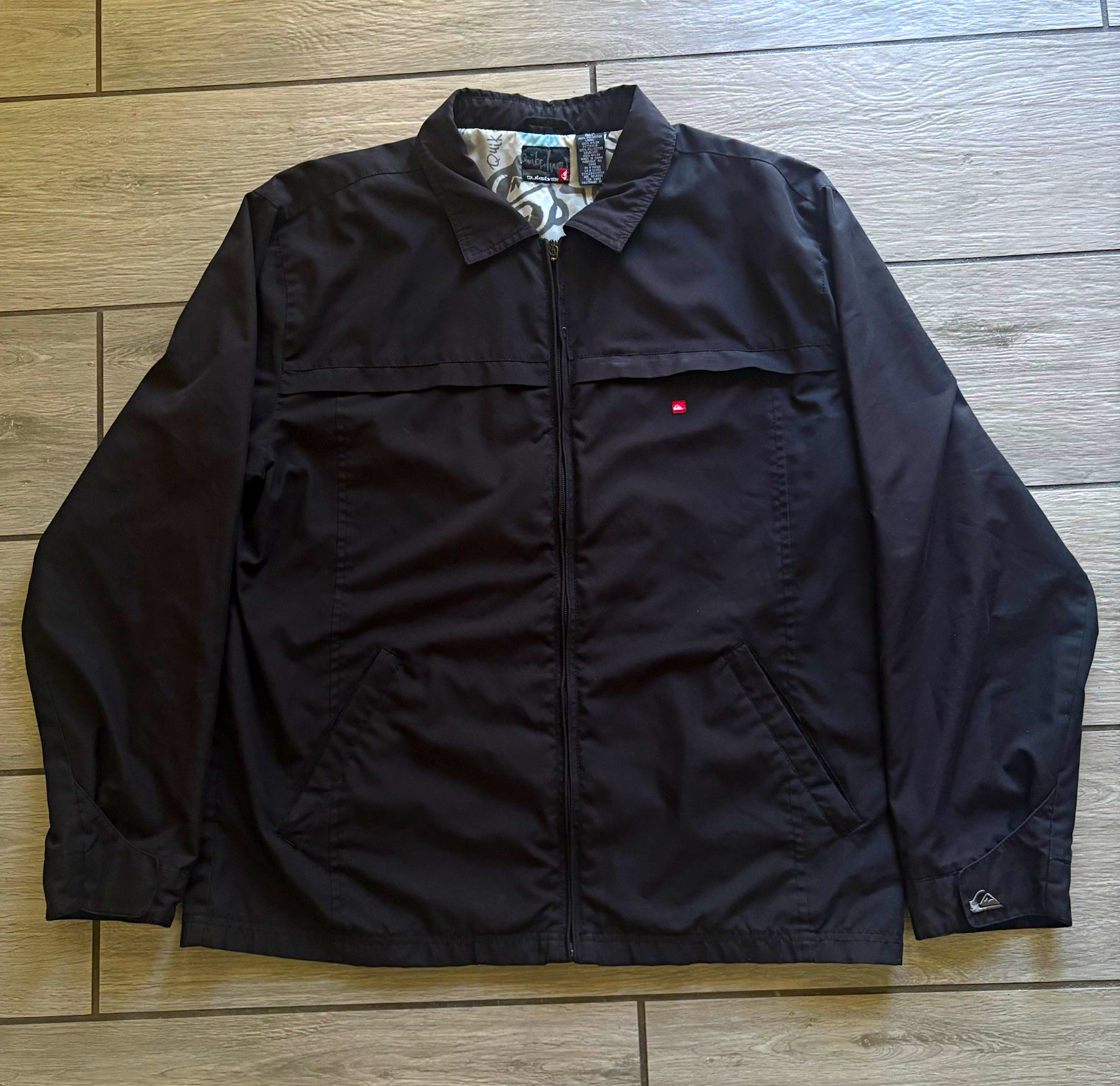 Vintage Y2K Nylon Quiksilver Windbreaker Zip Up Surf Collar Light Outdoor Large