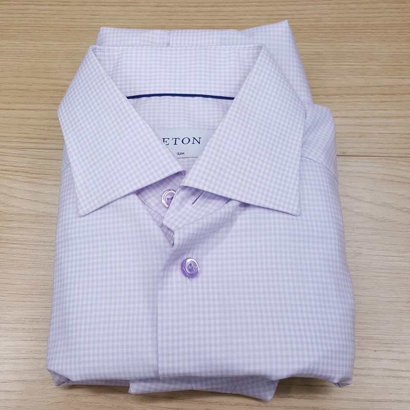 ETON Mens Shirt 14.5 37 Purple Gingham Check Button Up Slim Fit $285