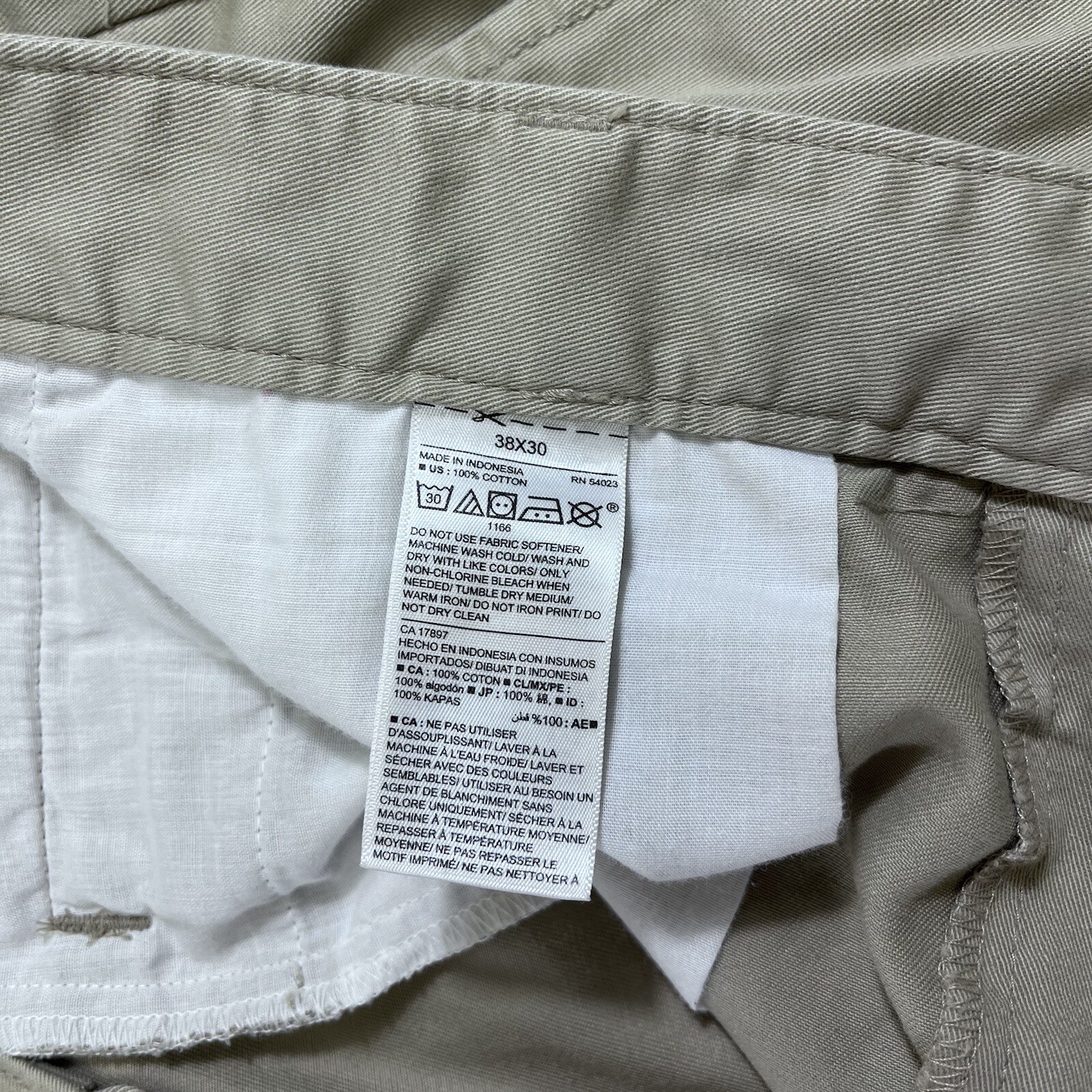 Old Navy Mens Pants 38 x 30 Khaki Tan Taper Chino Stretch Flex RN 54023 Uniform