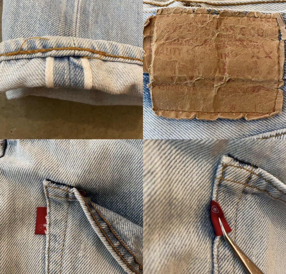 Levi’s 501 Vintage 70s Redline Selvedge Blank Tab Made in USA W31 L32 Light Wash