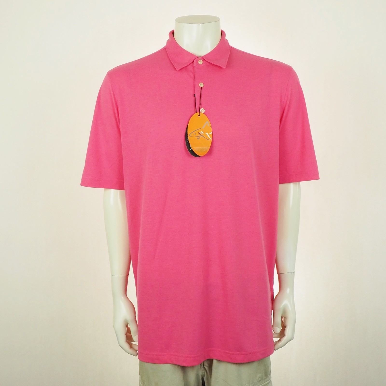 New Greg Norman Play Dry Golf Polo Shirt Mens XL Heather Hot Pink Performance