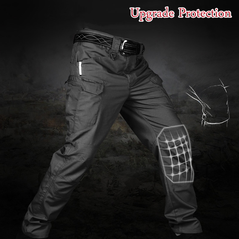 Men Tactical Cargo Pants Soldier Straight-fit Work Combat Trousers Outdoor Pants