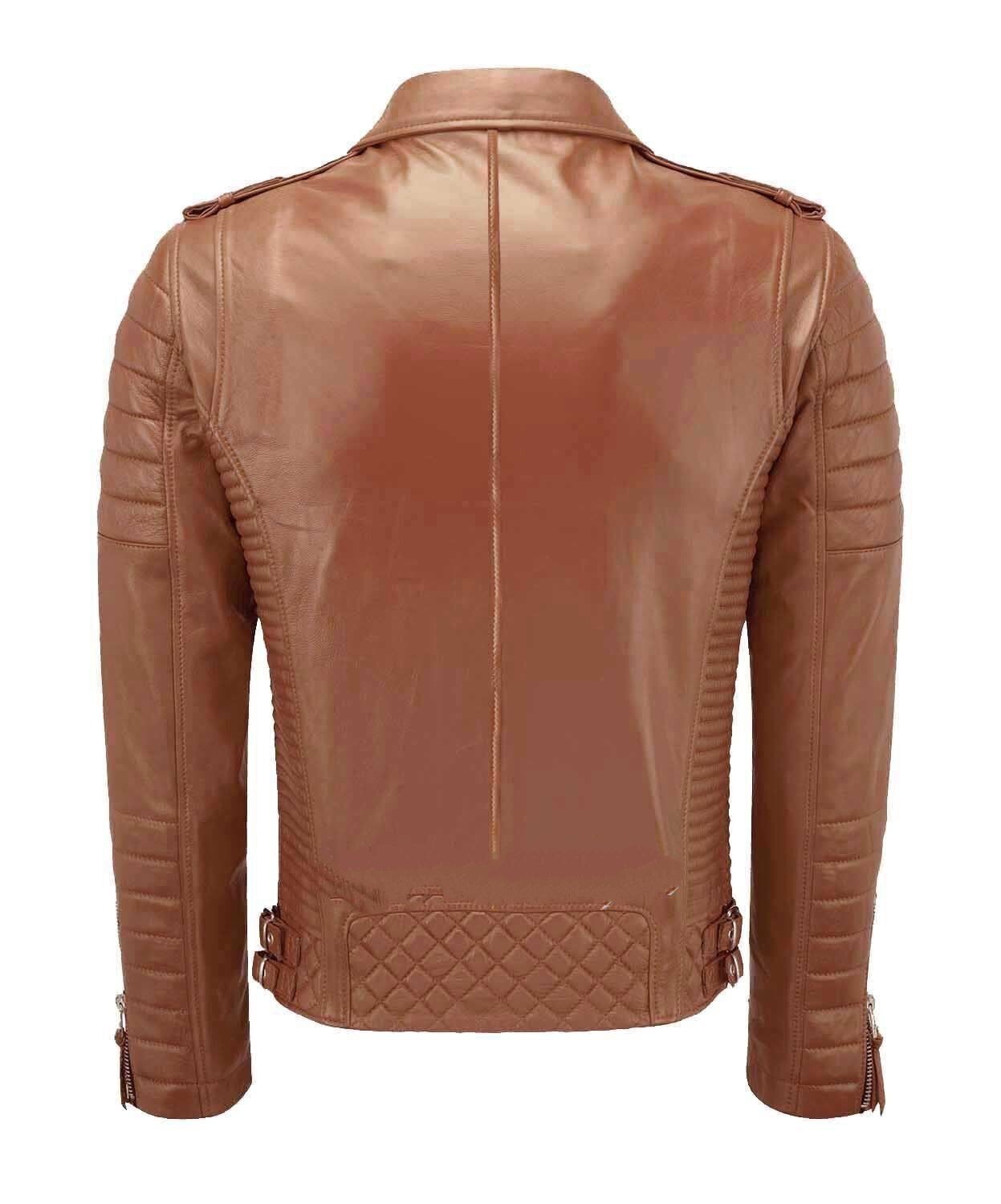 Men’s Genuine Lambskin Leather Jacket Designer Biker Motorcycle Handmade Jacket