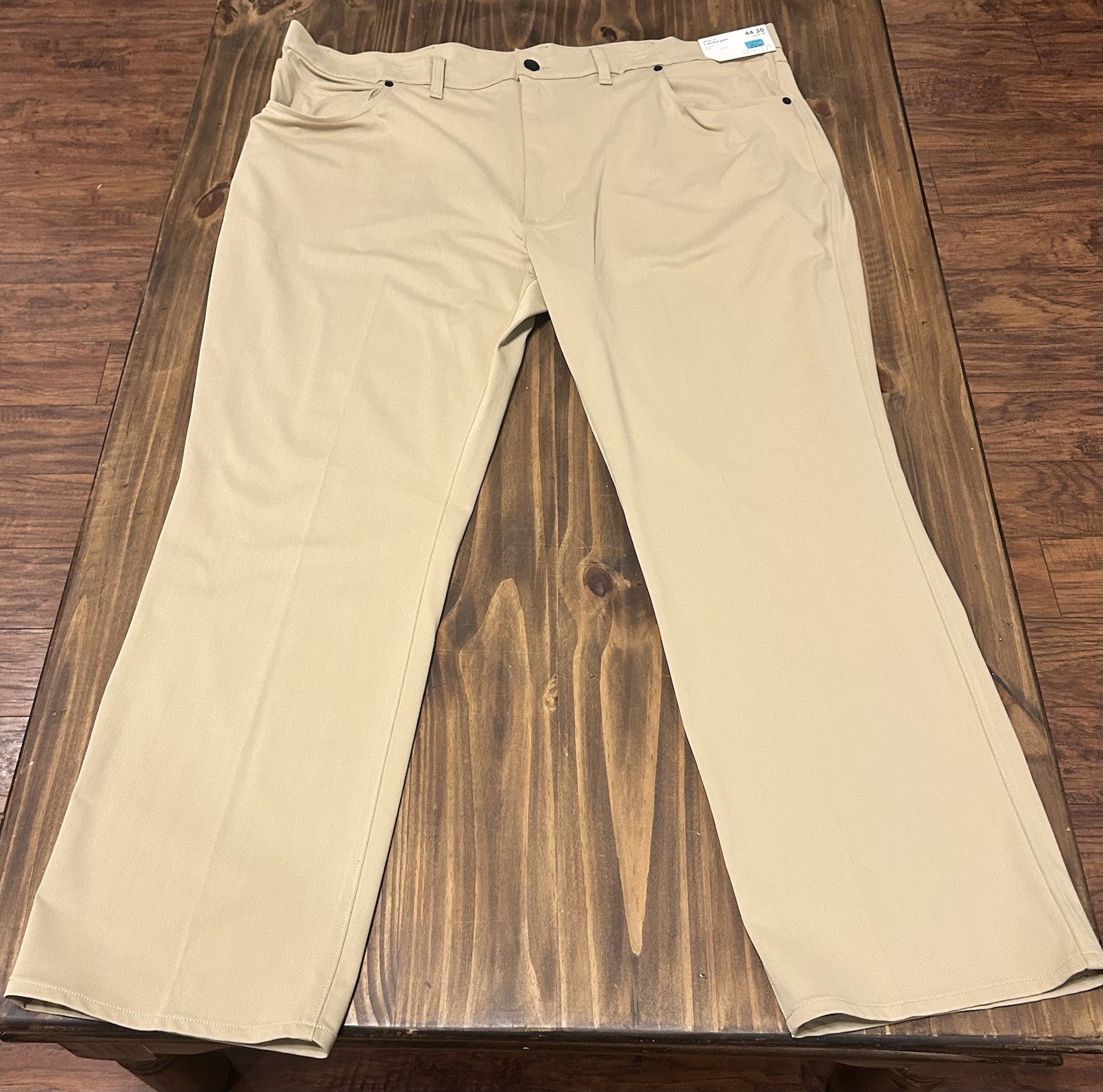 Stylius Men’s Athletic Fit Stretch Quick Dry 5-Pocket Flat Front Beige 44