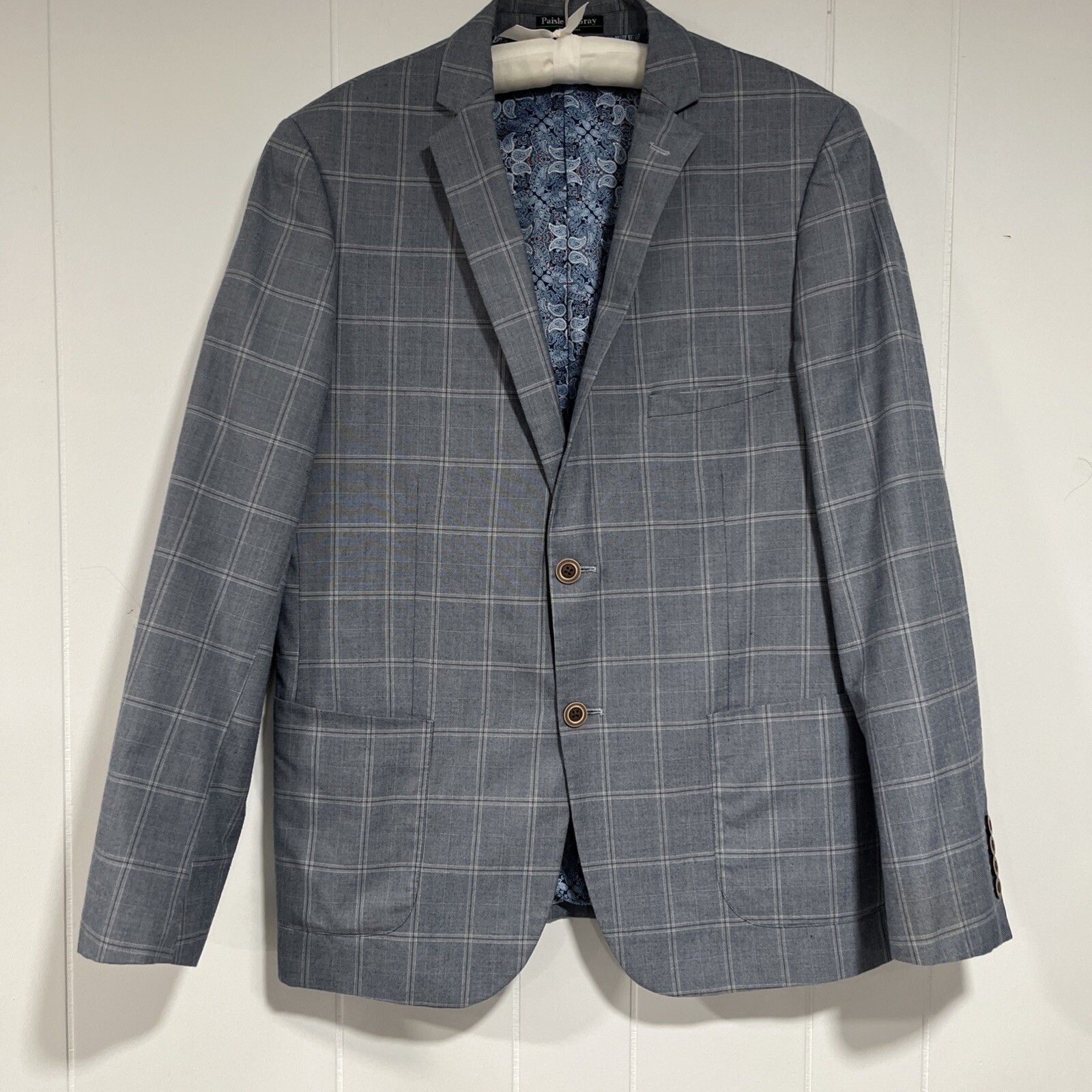 Paisley And Grey Light gray Blazer Jacket 42r Slim Fit paisley Liner