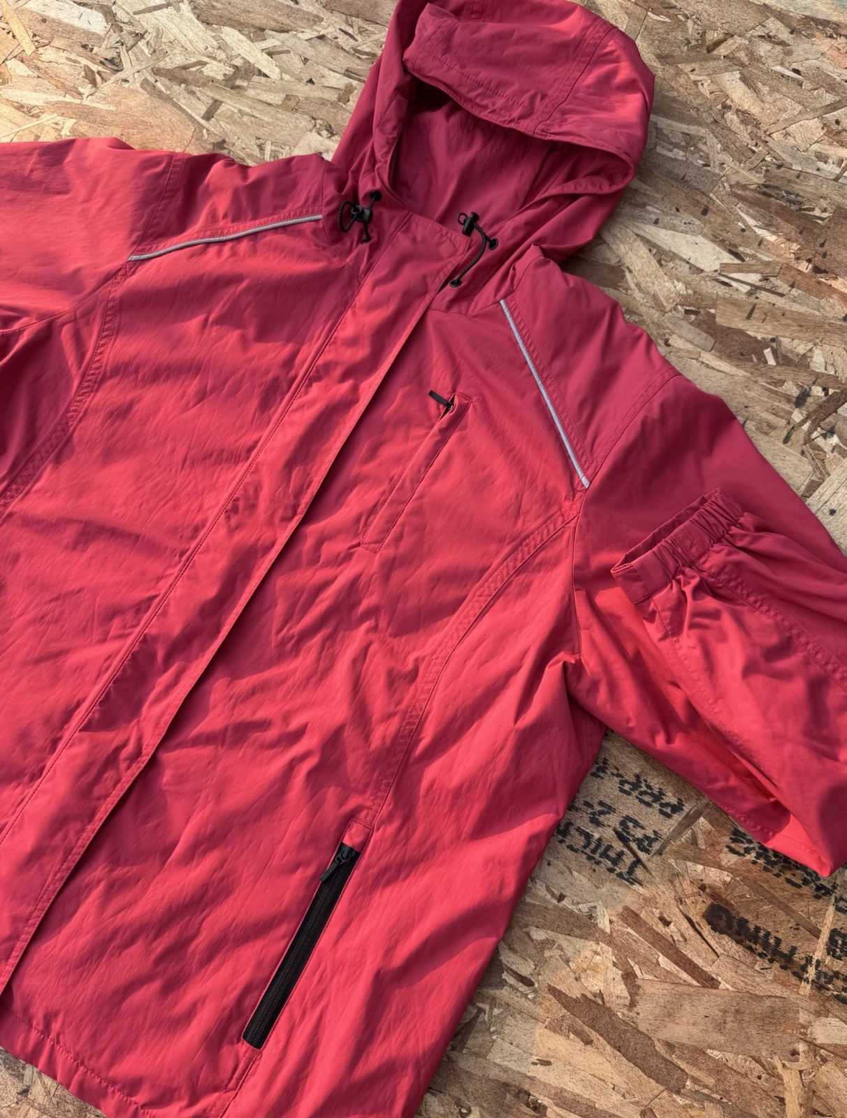Eddie Bauer Hooded Rain Windbreaker XXL Red Full Zip Waterproof