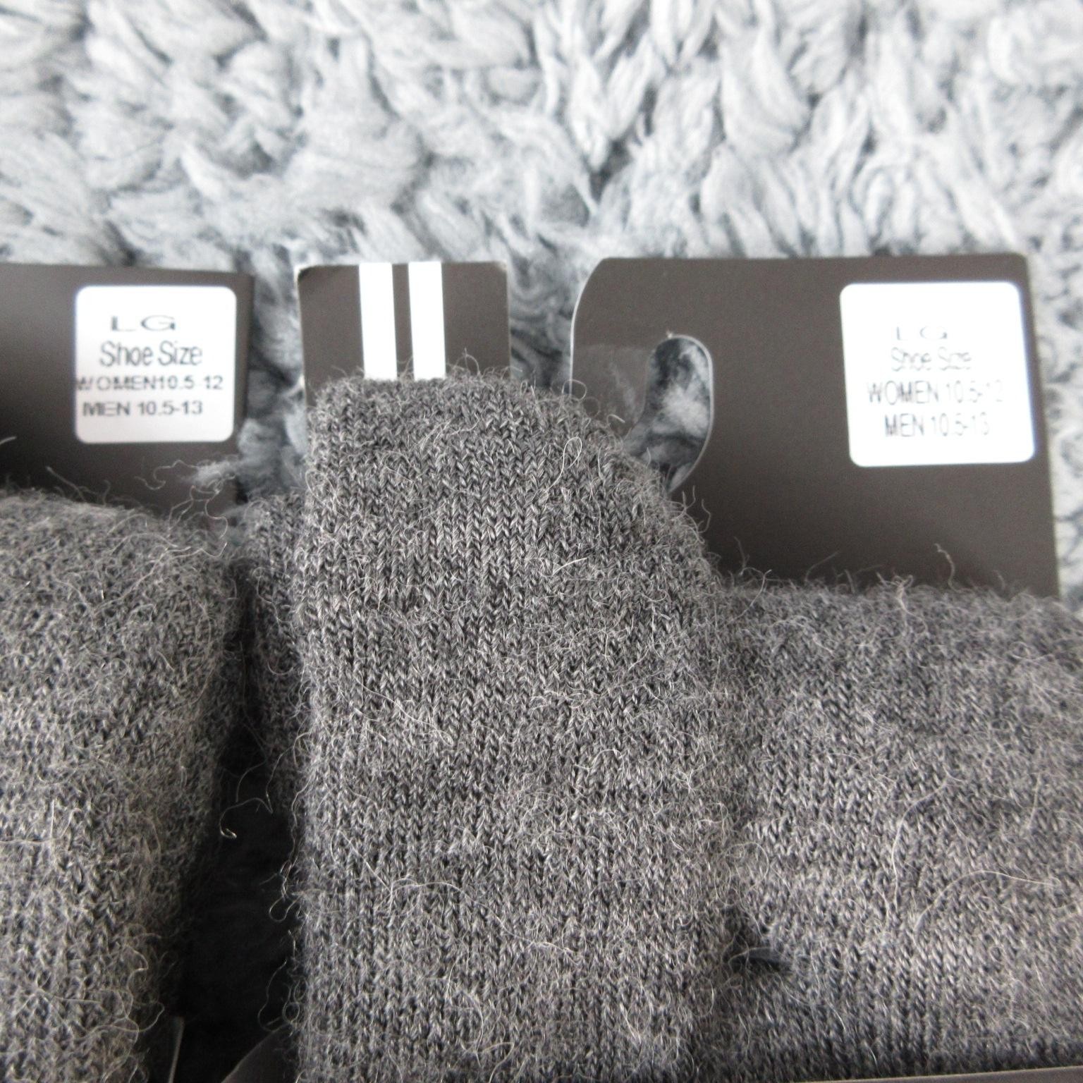 Hollow Socks Mens L 10-13 Gray Boot Alpaca Mid Calf Thermal Moisture Wicking NWT