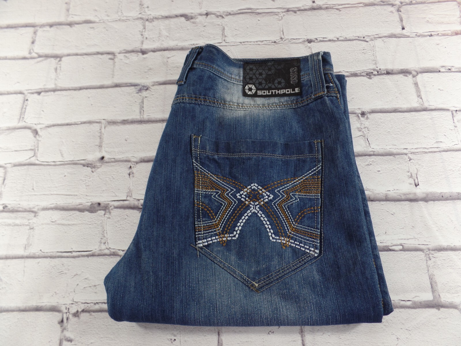 VTG Southpole 8180 Mens Denim Jeans (Tag 40) (Actual 38×33) Embroidered Y2K Blue