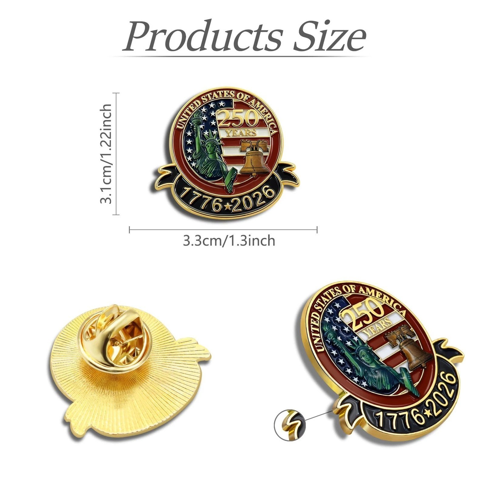 250 Anniversary USA Lapel Pin 10Pcs 1.3inch Enamel US Patriot Collectible Access
