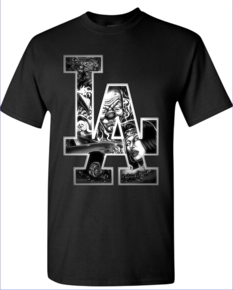 Gangsta LA Heritage Men’s T-Shirt White, Black, Gray SM to 3XL
