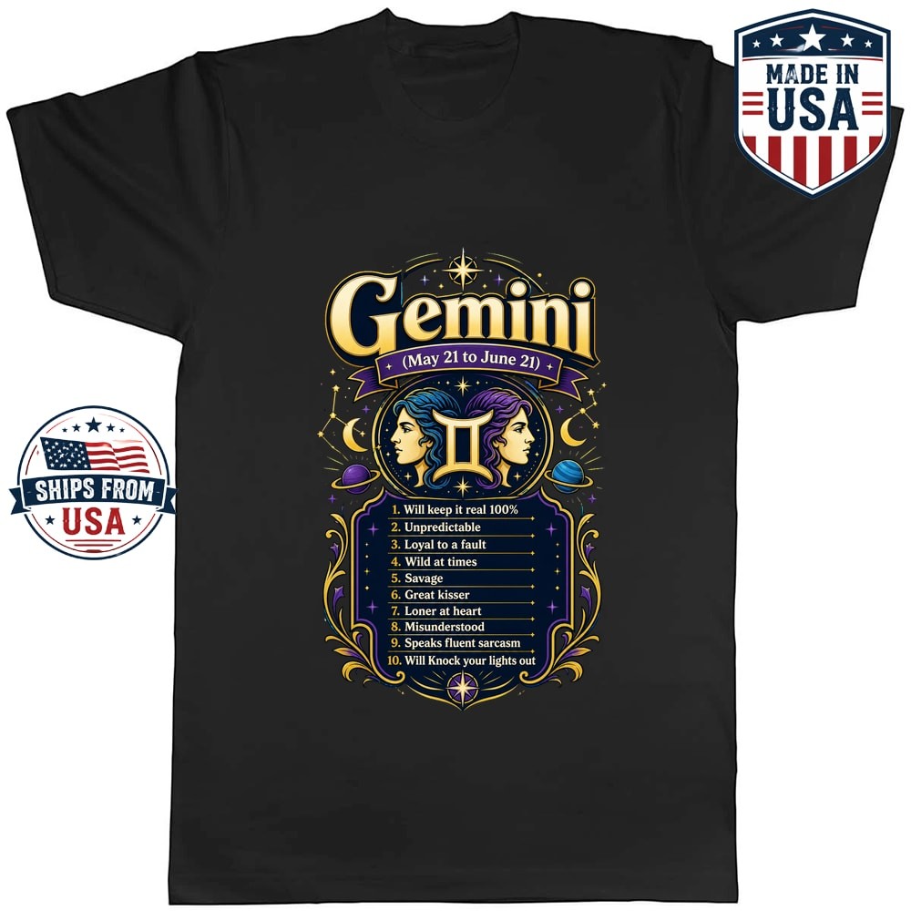 Gemini Zodiac Traits Graphic T-Shirt Astrology Saying